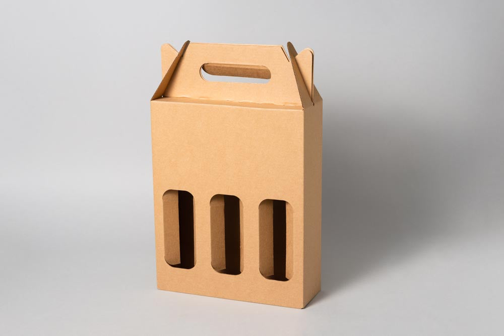 Kartona kaste 3 pudelēm, 0.5l,210 x 70 x 260 mm
