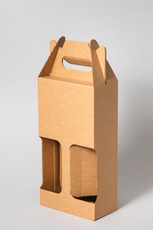 Kartona kaste 2 pudelēm, 0.5l, 140x72x255 mm