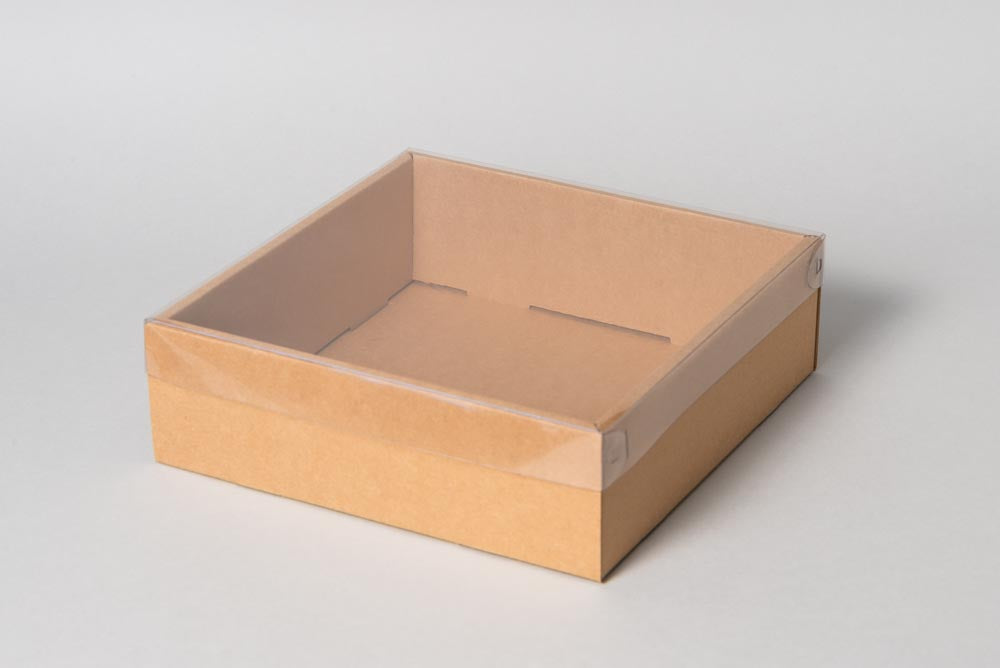 Kartona kaste ar PE vāku 200x200x65 mm, mikrogofra, iepakojumā 50 gb.